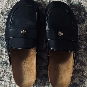 Tory Burch Black Leather Slip-On Shoes
